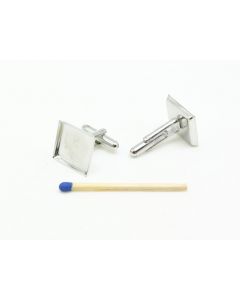 Manschettenknopfmechanik - Messing - silberfarben - Kessel 15x 15 mm